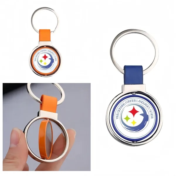 Custom Rotating Metal Keychain with Leather Strap - Premium - Zheng ...
