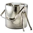 Hammered Ice Bucket with Tongs