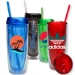 18 oz Sporty Acrylic Tumbler w/ Matching Lid & Straw Travel