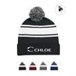 Two-Tone Knit Pom Beanie With Cuff